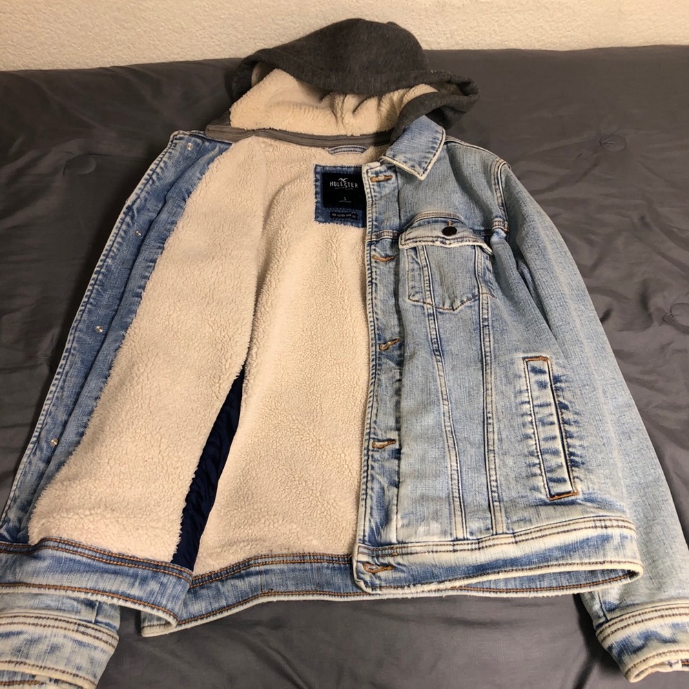 Hollister Denim Faux Fur Jacket
